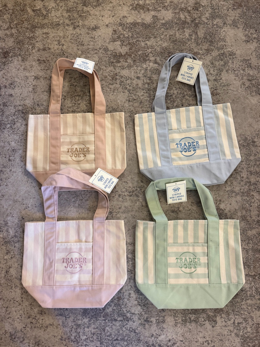 Pastel Striped Canvas Tote Bag - Pink